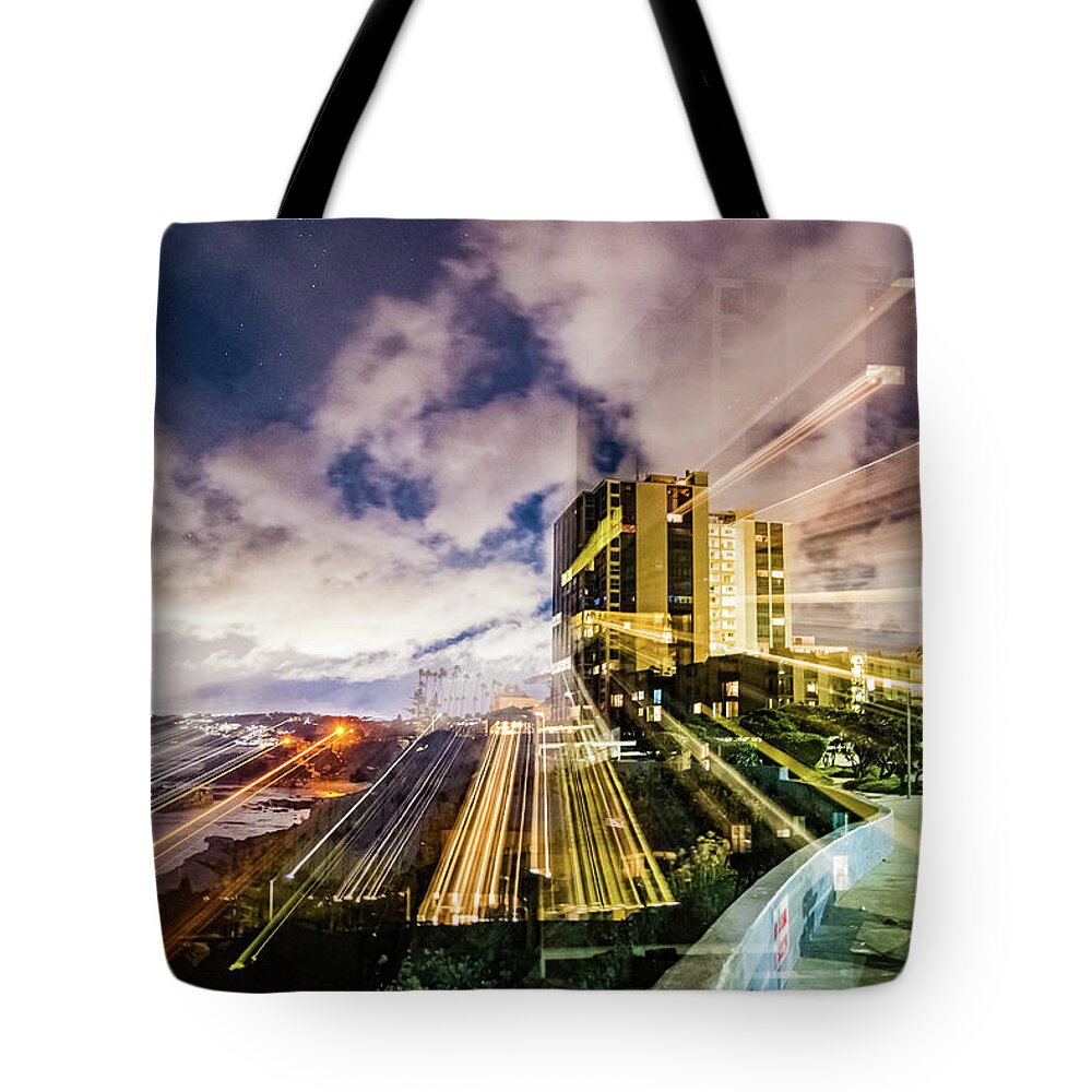 Abstract Tote Bag featuring the photograph Blending the sea and land by Local Snaps Photography