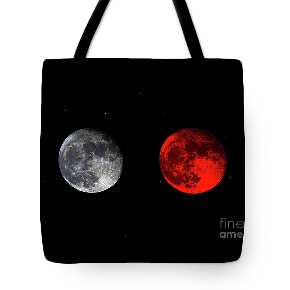 Bloodred Wolf Moon Tote Bag featuring the photograph Blood Red Wolf Supermoon Eclipse Series 873e by Ricardos Creations