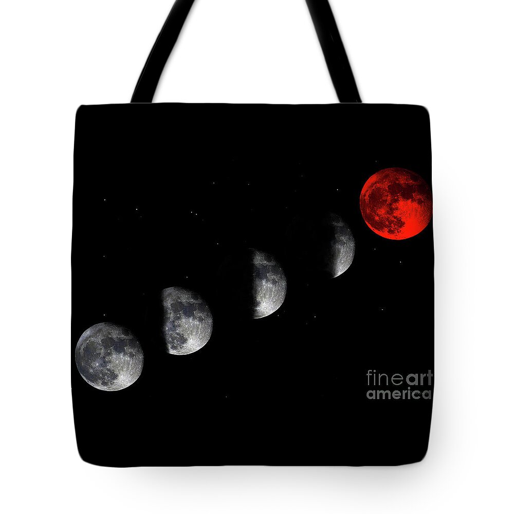 Bloodred Wolf Moon Tote Bag featuring the photograph Blood Red Wolf Supermoon Eclipse Series 873i by Ricardos Creations