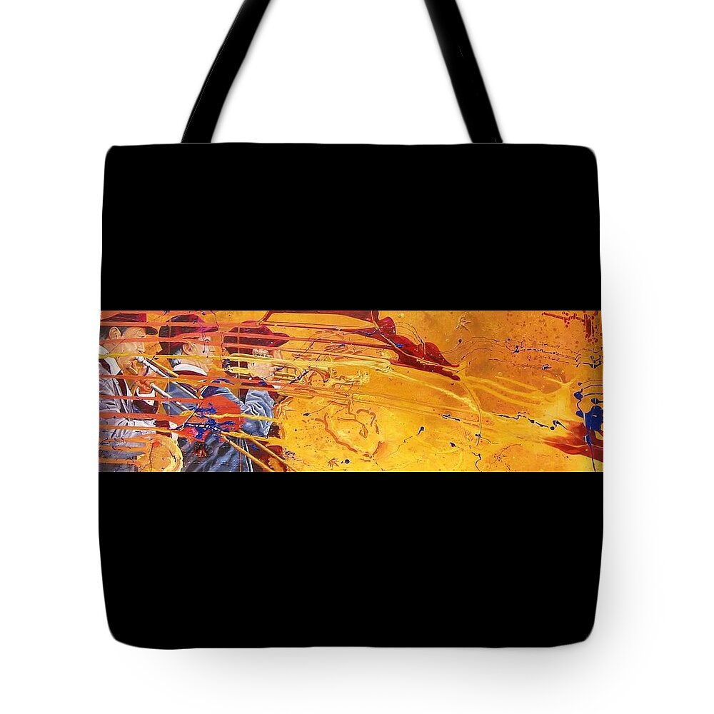 Musician Tote Bag featuring the painting Blown Away by Kathleen Tonnesen
