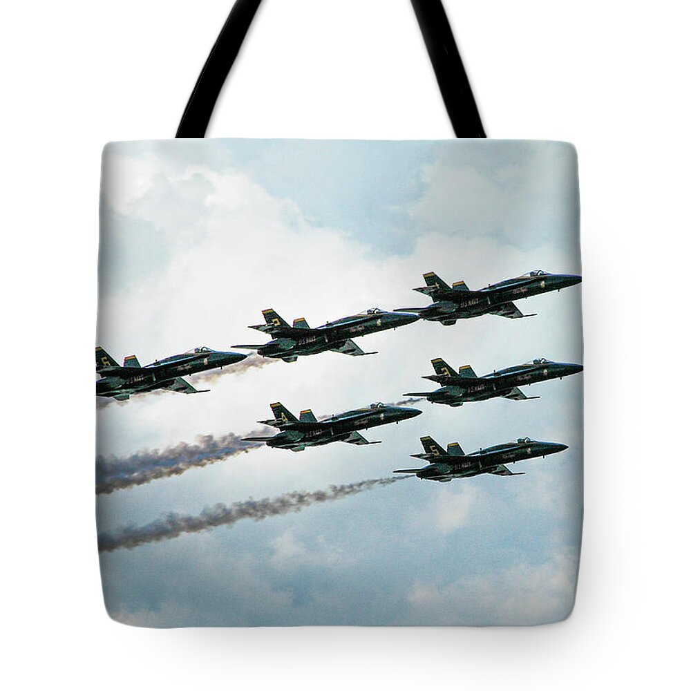 Blue Angels Tote Bag featuring the photograph Blue Angels by Minnie Gallman