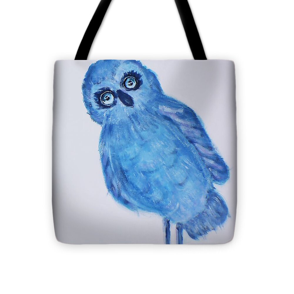 Owls Tote Bag featuring the digital art Blue Bird Owl by Patricia Halstead