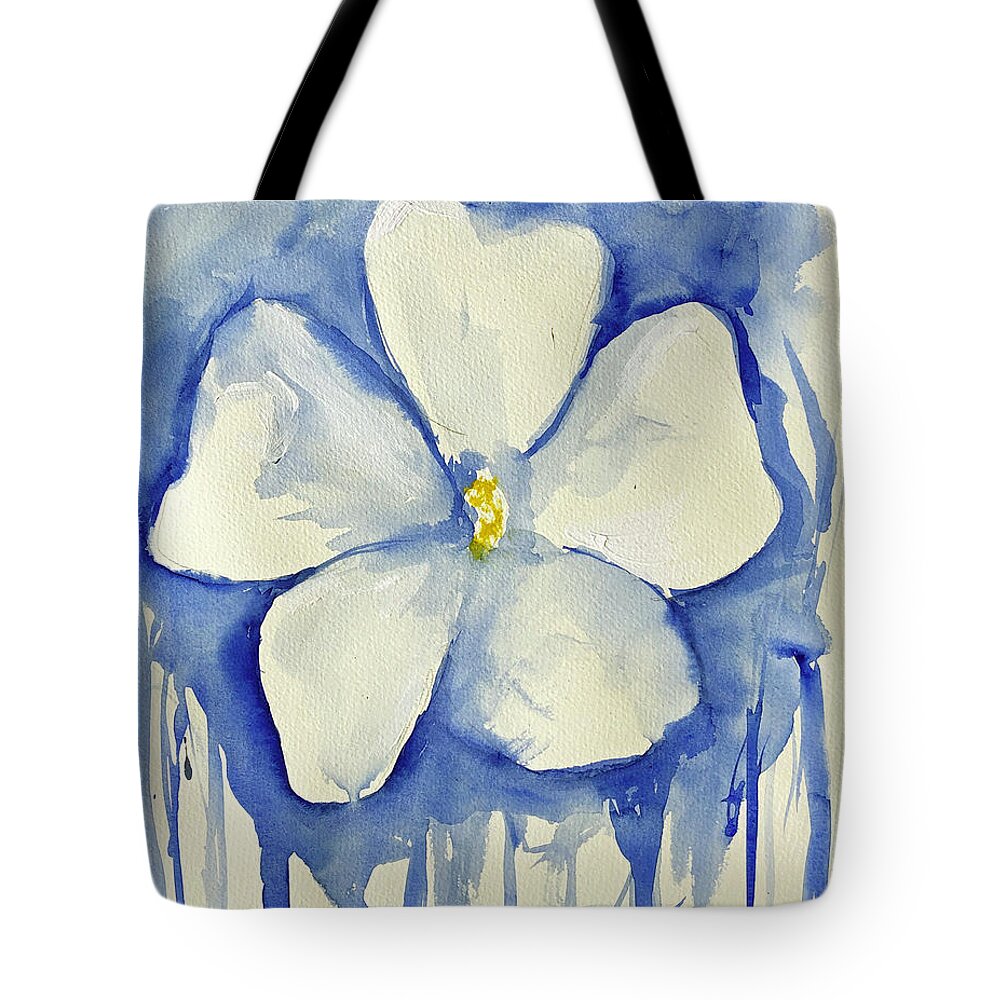 Floral Tote Bag featuring the painting Blue Dahlia by Sharon Sieben