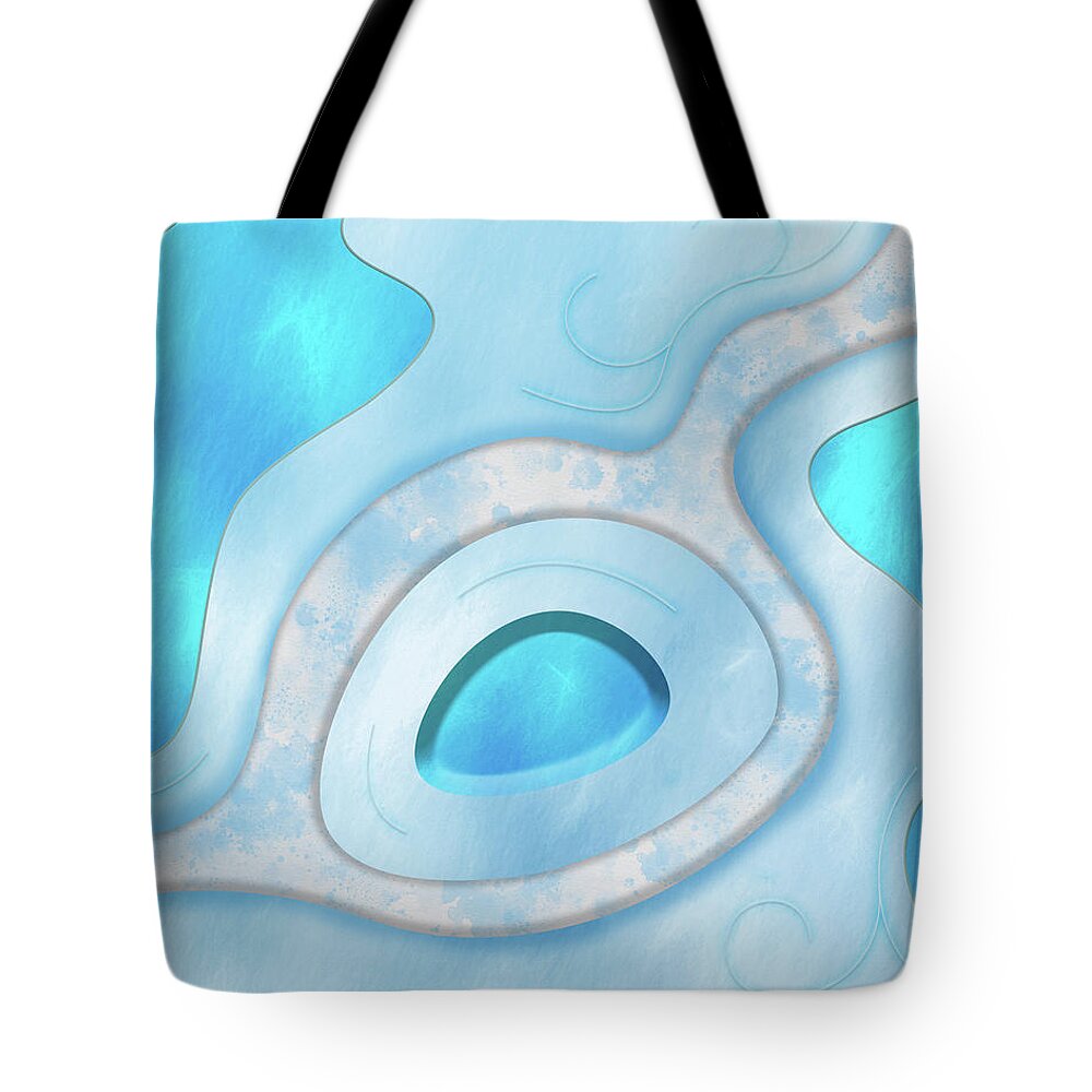 Blue Tote Bag featuring the digital art Blue Layers and Curves by Jason Fink