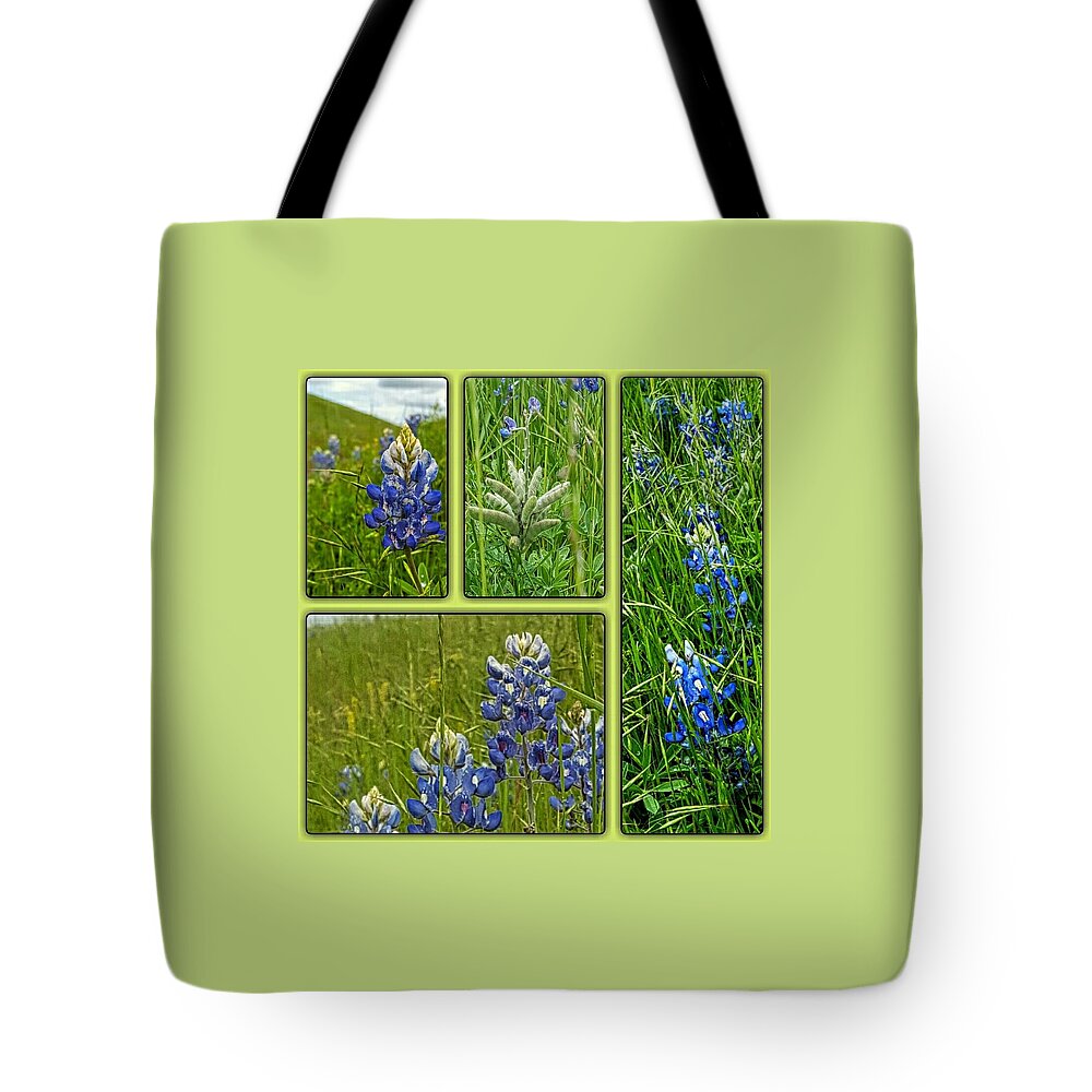State Flower Of Texas Tote Bag featuring the digital art Blue Lupines Are Texan Bluebonnets by Pamela Smale Williams