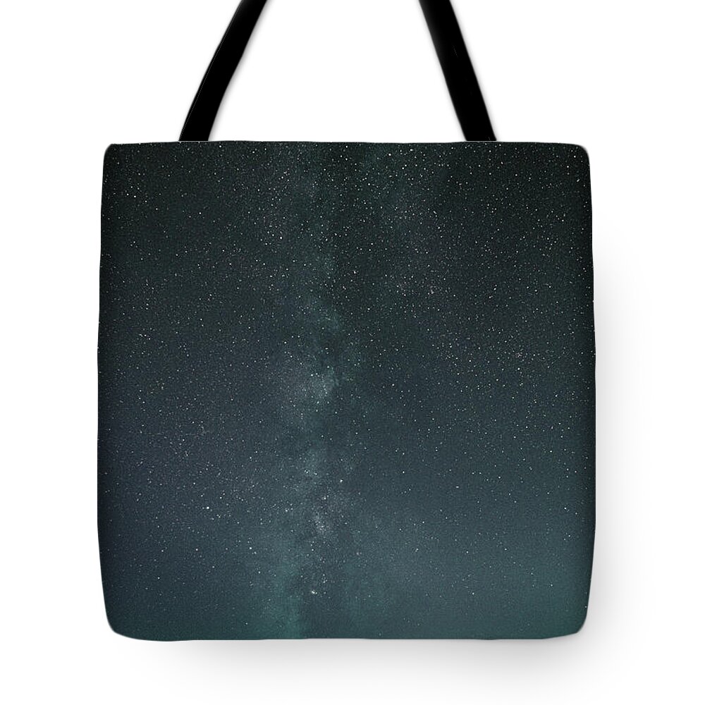 Milky Way Tote Bag featuring the photograph Blue Milky way over Jay Peak by Doolittle Photography and Art