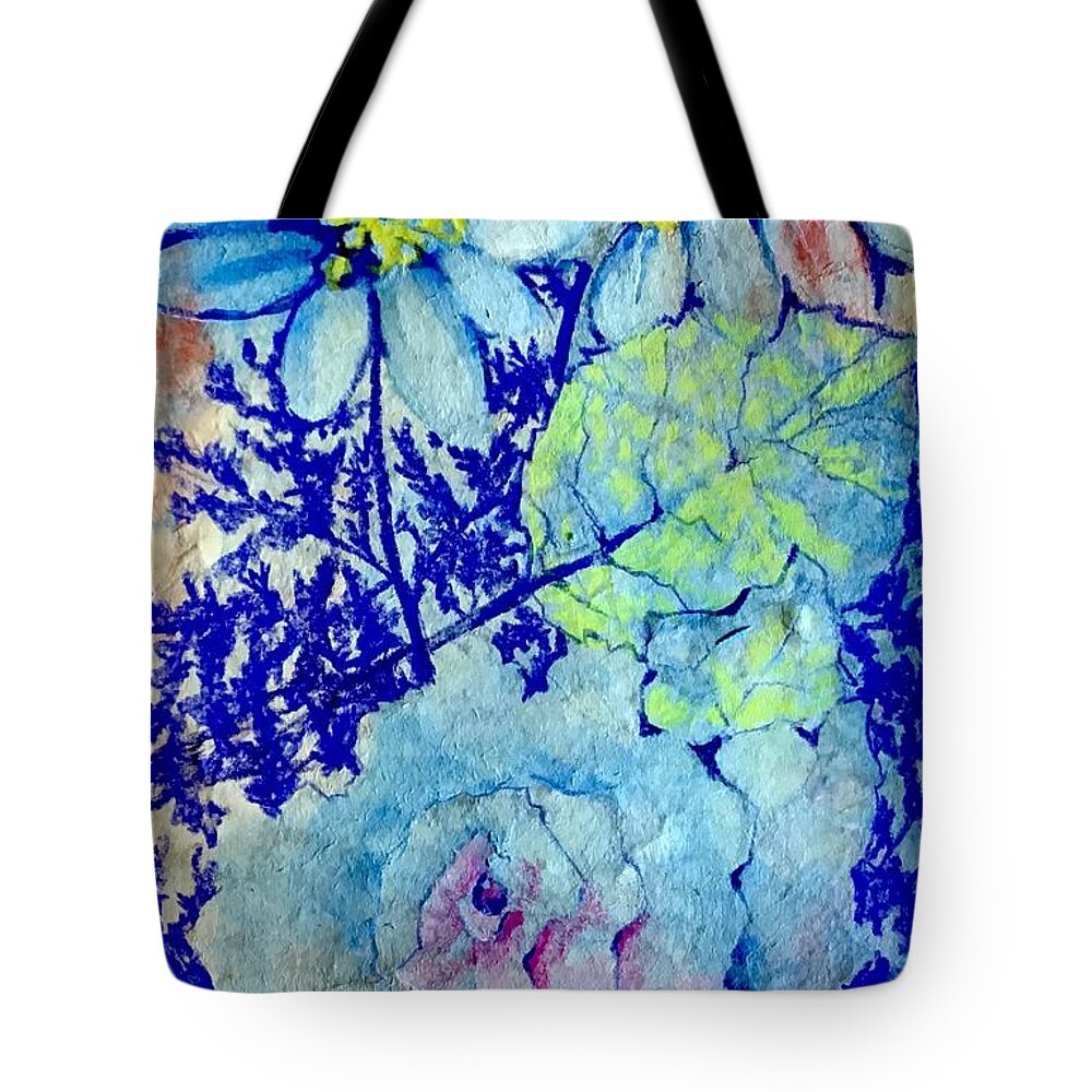 Floral Abstract Tote Bag featuring the painting Blue-min MASA by Laurel Adams