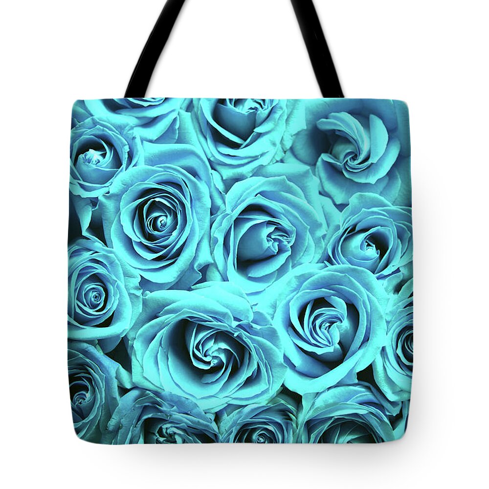 Cute Tote Bag featuring the photograph Blue roses by Top Wallpapers