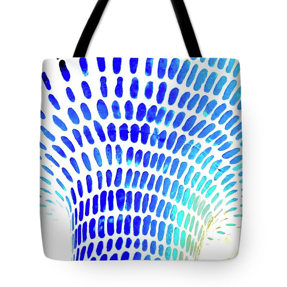 Sculpture Tote Bag featuring the photograph Blue Shades Echo Gold by Alida M Haslett