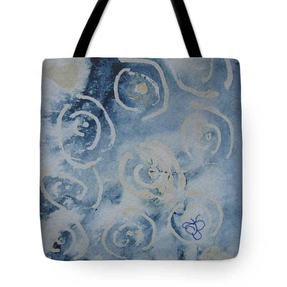 Blue Tote Bag featuring the drawing Blue Spirals by AJ Brown