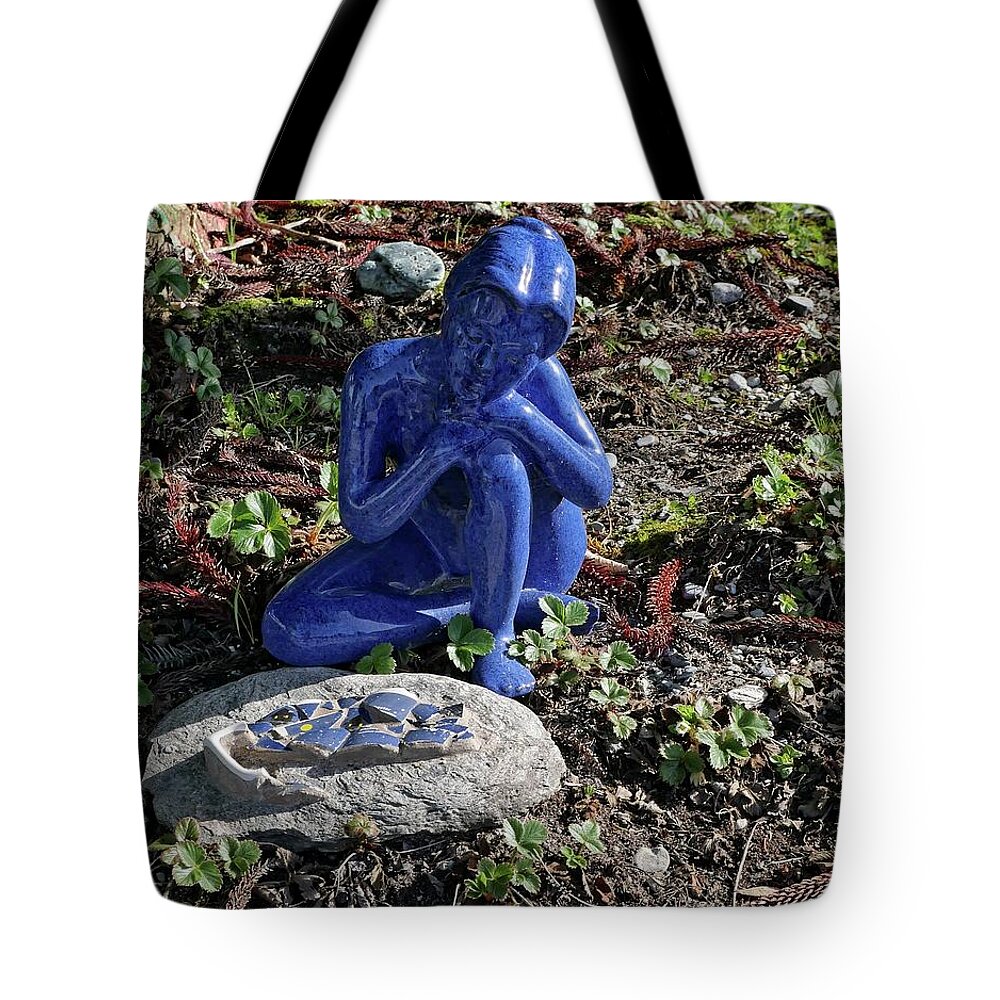 Blue Tote Bag featuring the photograph Blue statue by Martin Smith