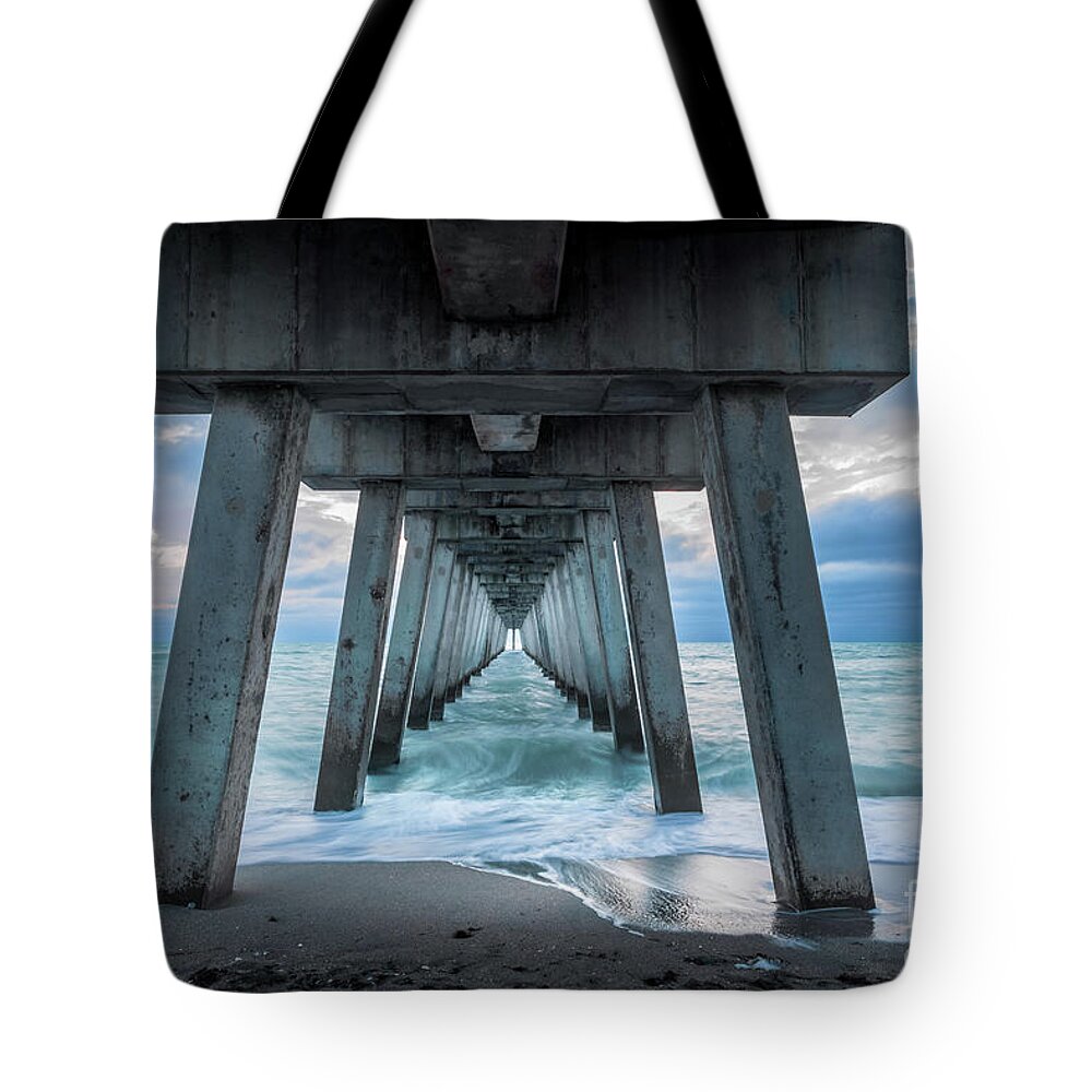 Brohard Park Tote Bag featuring the photograph Blue Sunset at Venice Pier, Florida by Liesl Walsh
