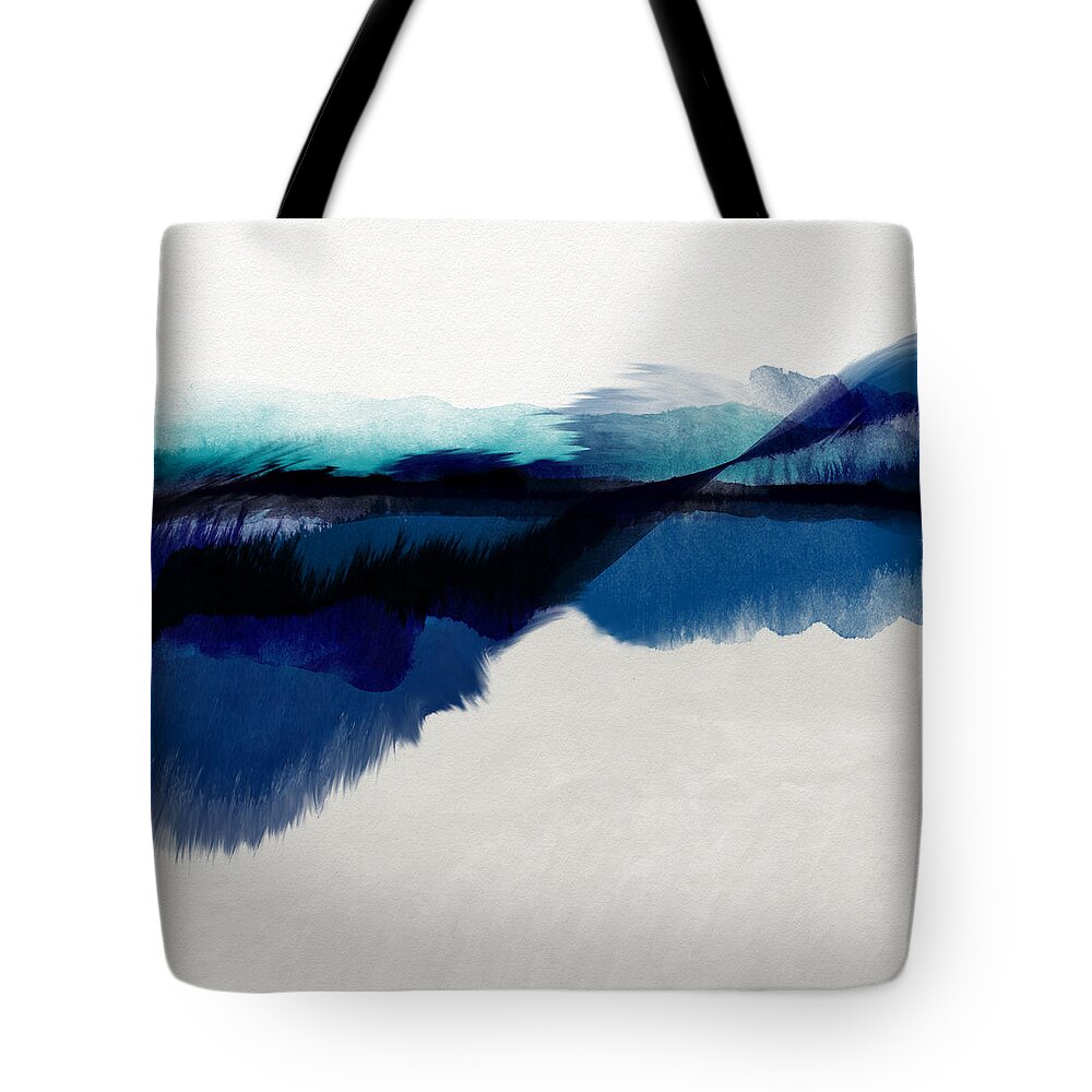 Abstract Tote Bag featuring the mixed media Blue Vista- Art by Linda Woods by Linda Woods