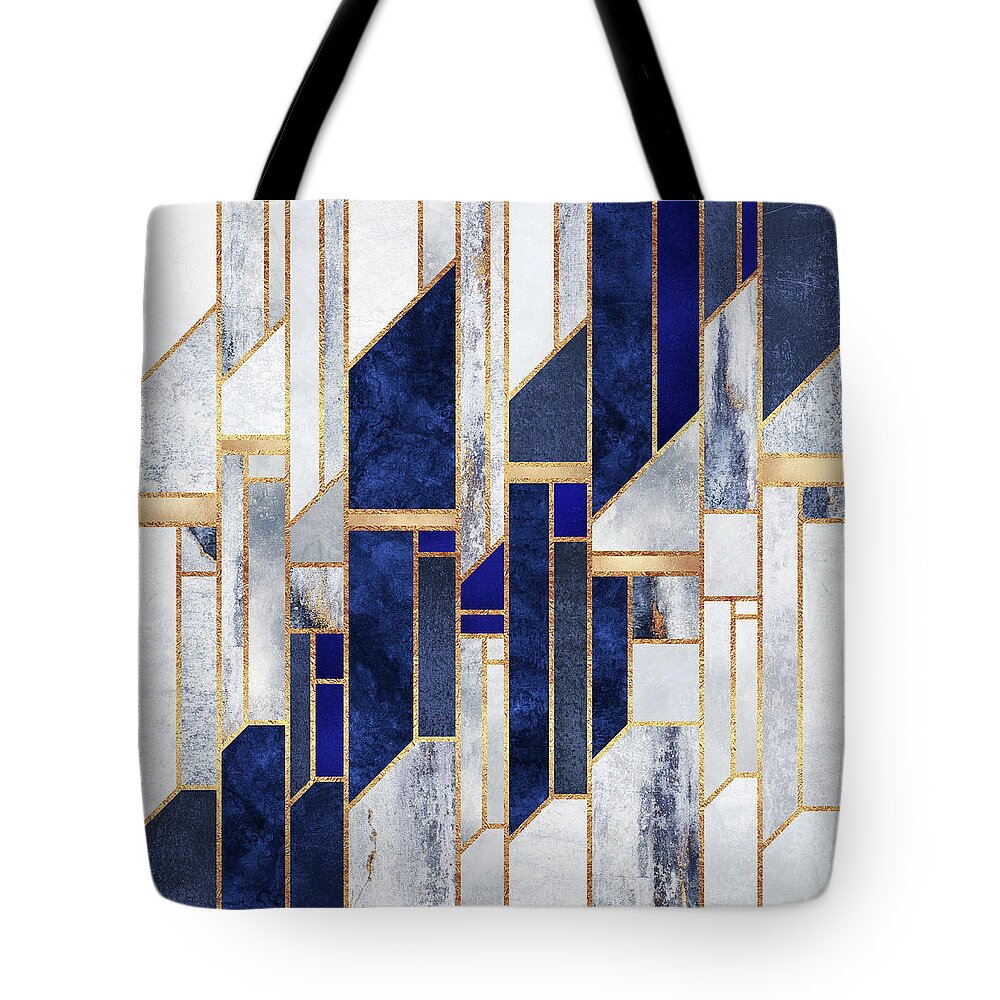Graphic Tote Bag featuring the digital art Blue Winter Sky by Elisabeth Fredriksson