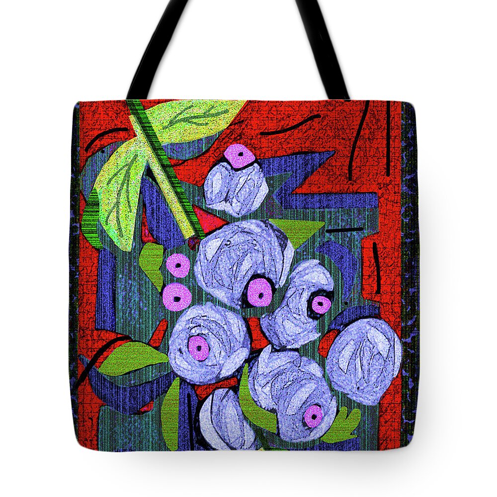 Nature Tote Bag featuring the digital art Blueberries by Rod Whyte