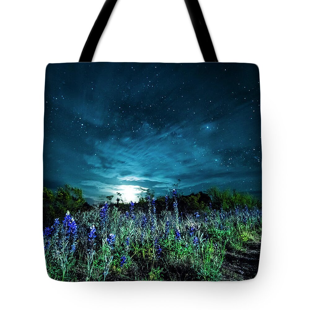 Big Bend Tote Bag featuring the photograph Bluebonnet Moonrise by David Morefield