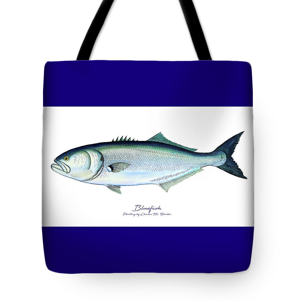 Charles Harden Tote Bag featuring the painting Bluefish by Charles Harden