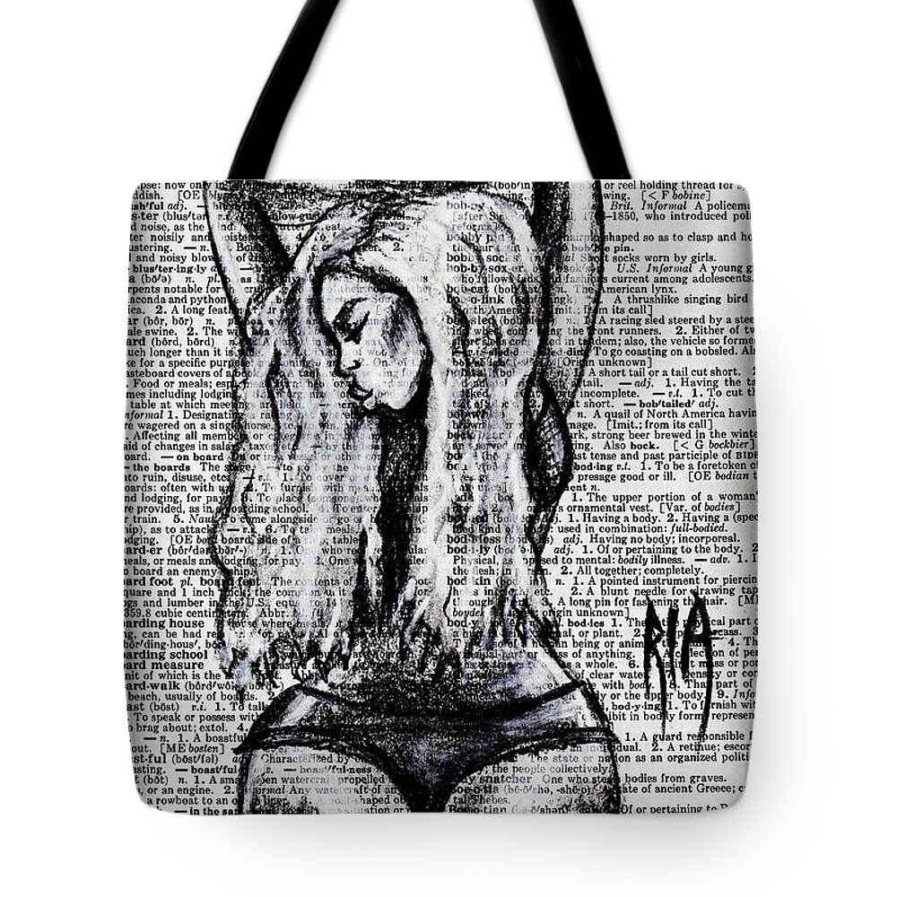 Blur Tote Bag featuring the drawing Blurred Lines by Artist RiA