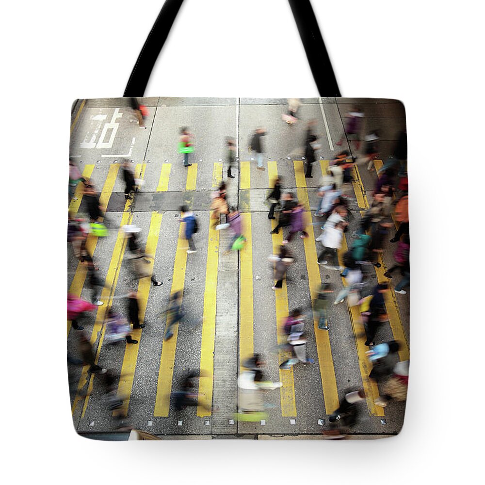 Chinese Culture Tote Bag featuring the photograph Blurred Motion On City Street, Hong by Samxmeg