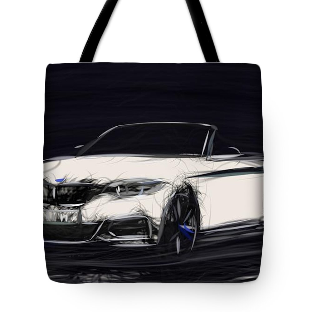 Bmw Tote Bag featuring the digital art BMW 2 Series Convertible Drawing by CarsToon Concept