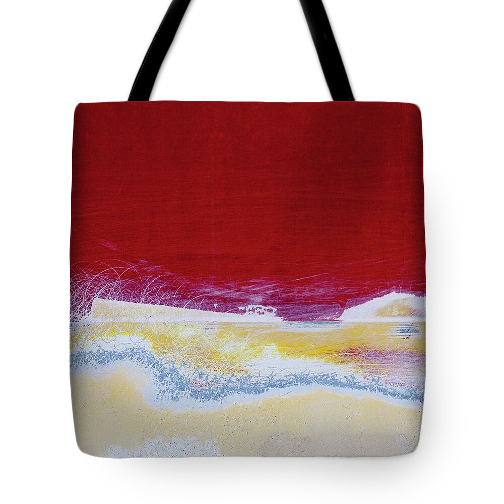 Red Tote Bag featuring the photograph Boat Paint Job Abstract by Carol Leigh
