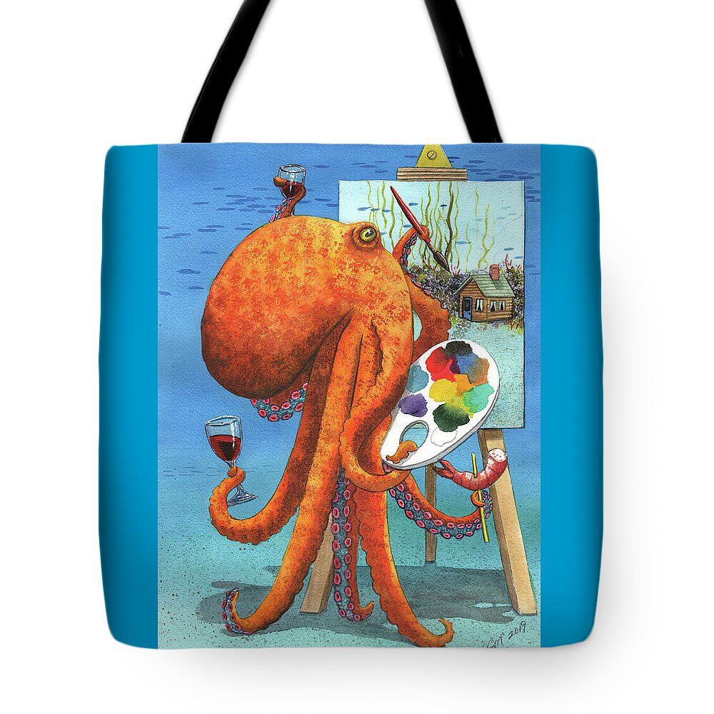 Octopus Tote Bag featuring the painting Bob Rosstopus by Catherine G McElroy