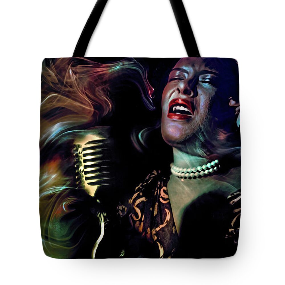 Billie Holiday Tote Bag featuring the digital art Body and Soul by Mal Bray
