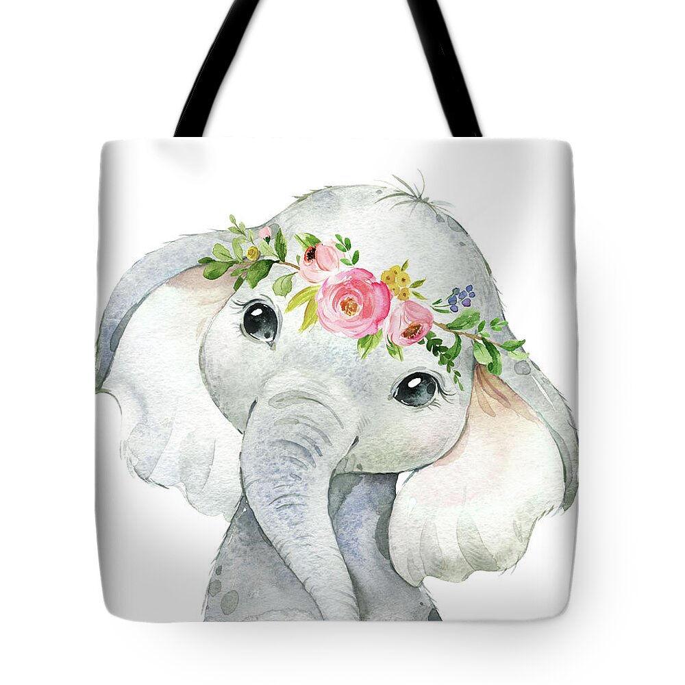 Elephant Tote Bag featuring the digital art Boho Elephant by Pink Forest Cafe