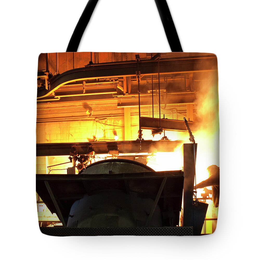 Foundry Tote Bag featuring the photograph Iron Foundry by Cynthia Dickinson