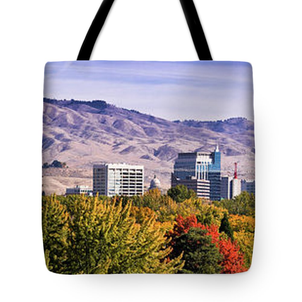 Tranquility Tote Bag featuring the photograph Boise City Skyline Fall by Darwin Fan