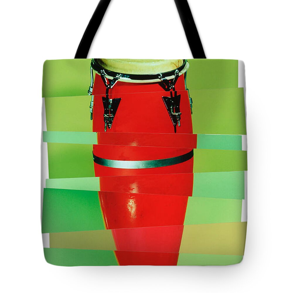 1980-1989 Tote Bag featuring the photograph Bongo Drum Montge by David Mcglynn