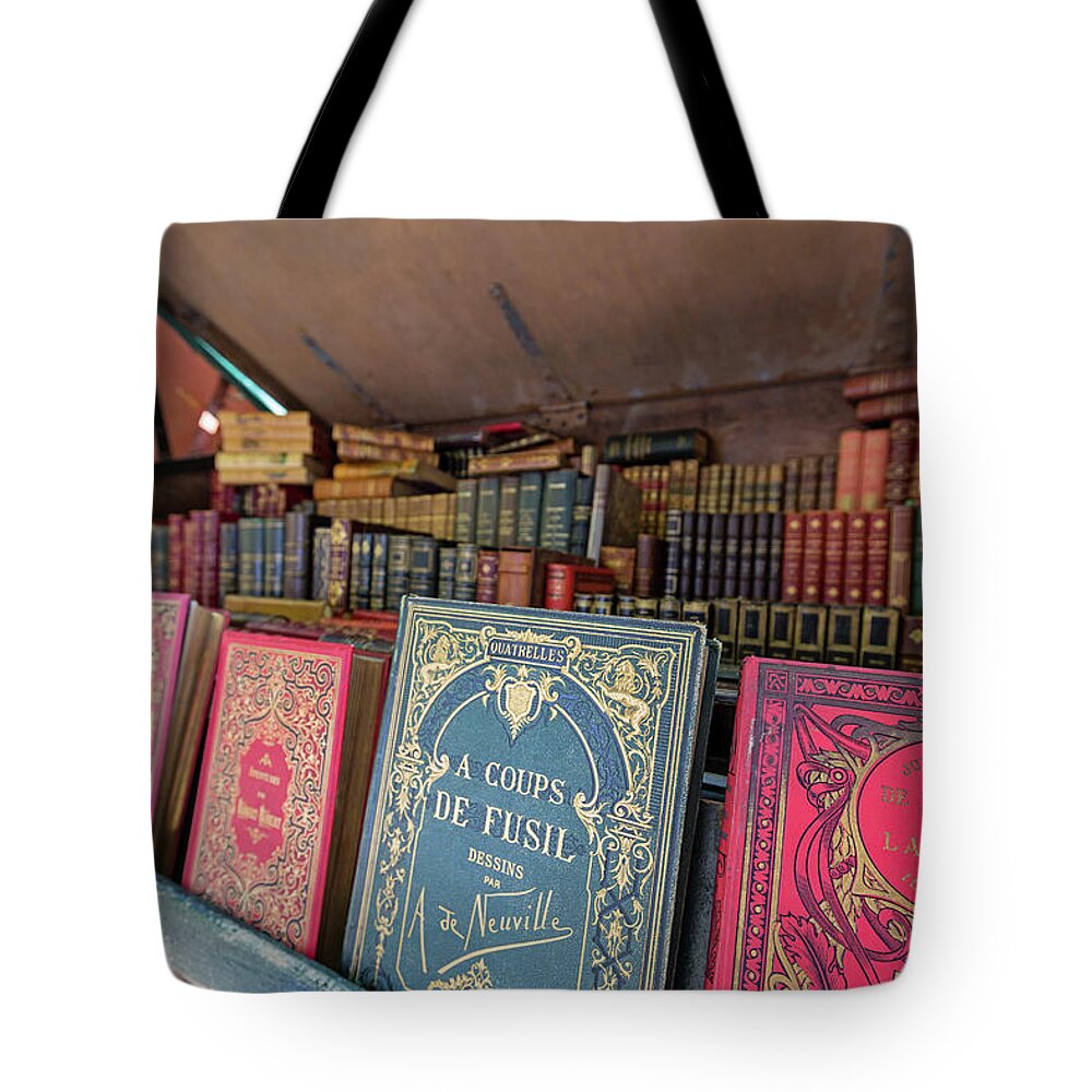 Seine River Tote Bag featuring the photograph Books Along The Seine by Melanie Alexandra Price