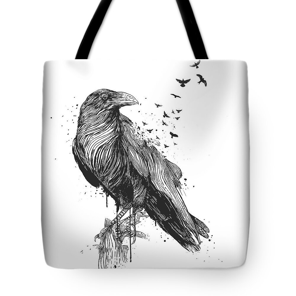 Bird Tote Bag featuring the drawing Born to be free by Balazs Solti