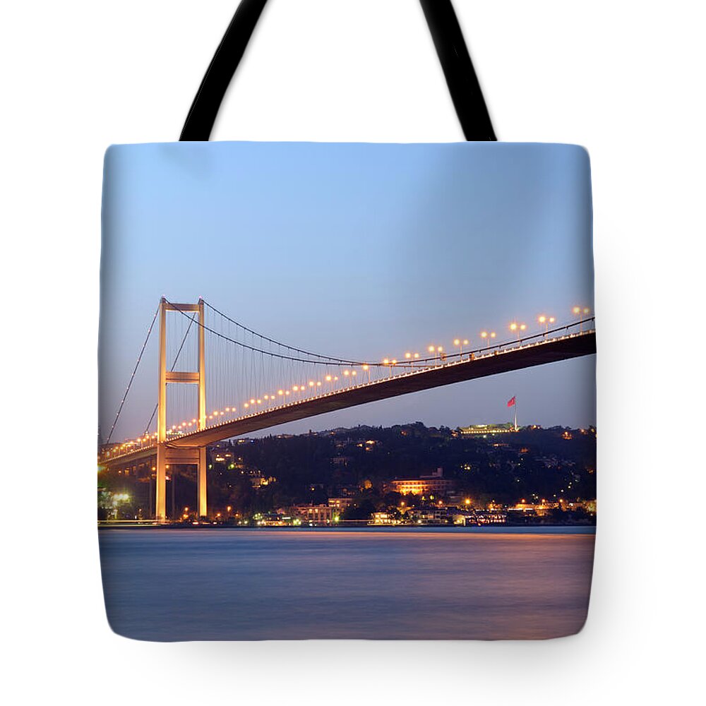 Istanbul Tote Bag featuring the photograph Bosphorus Bridge, Istanbul, Turkey by Tunart