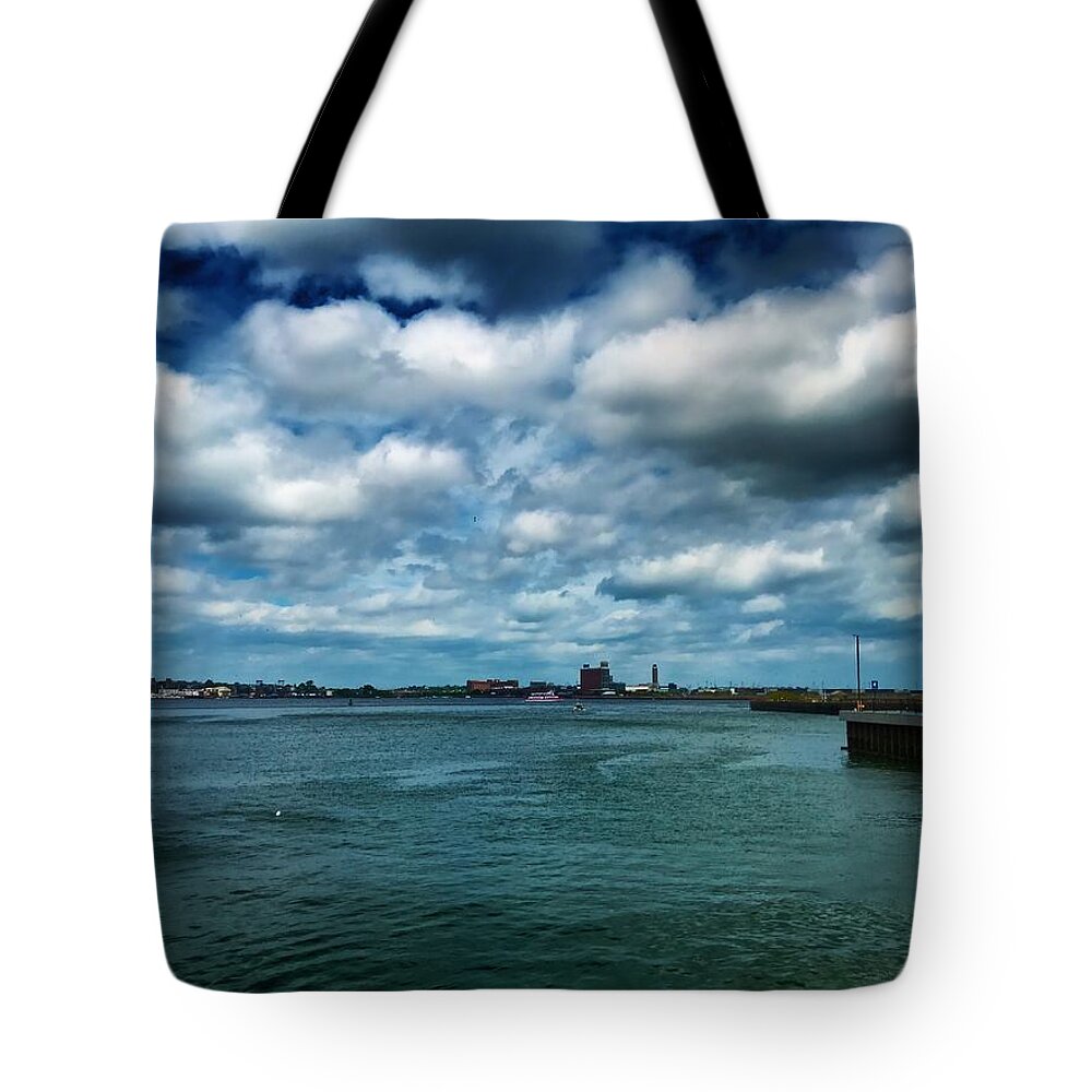 Waterfront Tote Bag featuring the photograph Boston Harbor by Chris Montcalmo