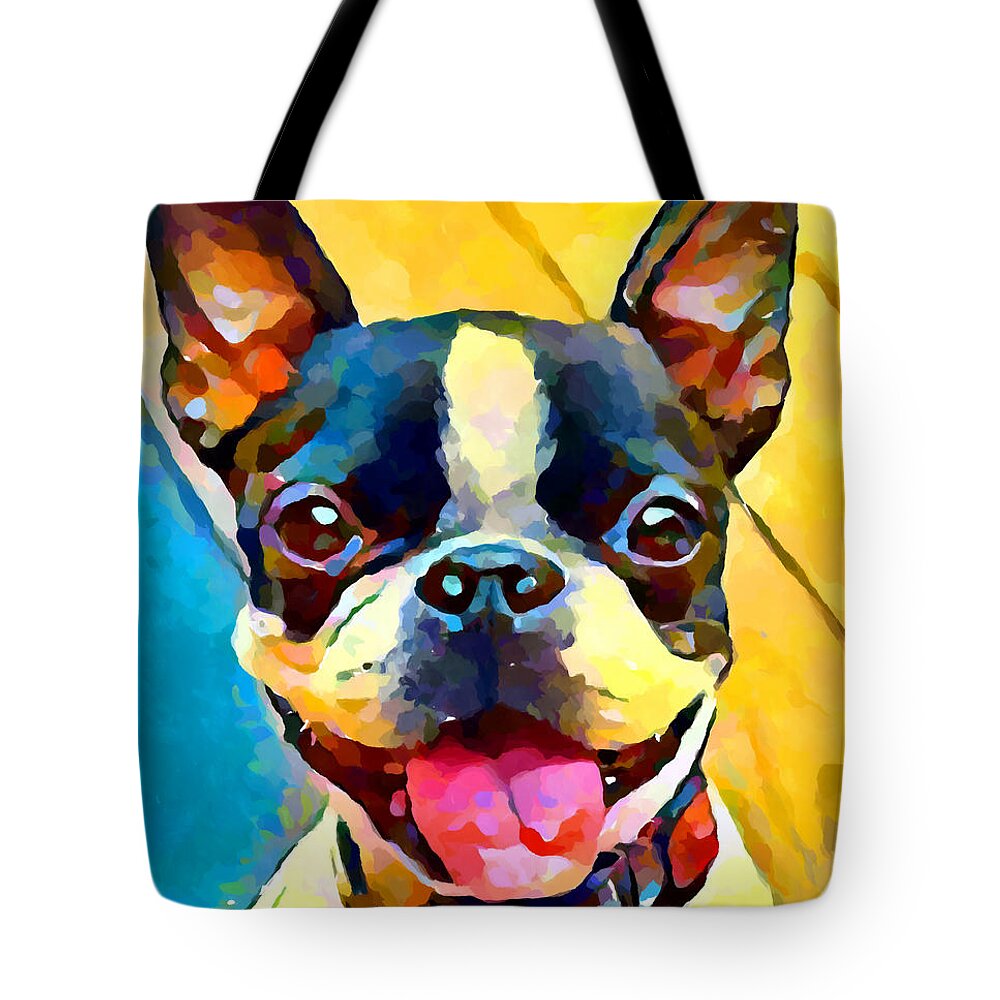 Boston Terrier Tote Bag featuring the painting Boston Terrier 2 by Chris Butler