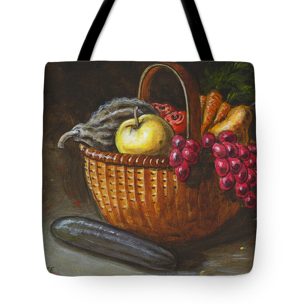 Basket Tote Bag featuring the painting Bounty Sketch by Richard De Wolfe