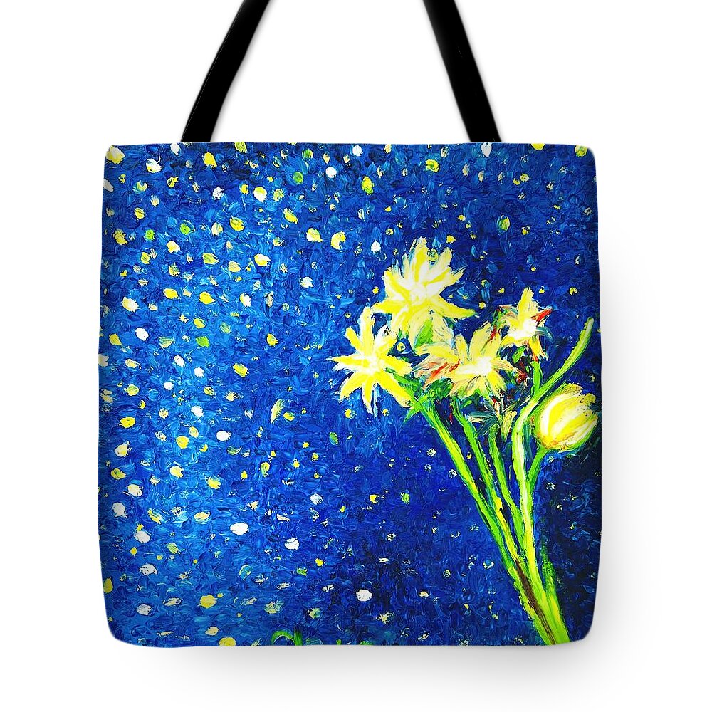 Flowers Tote Bag featuring the painting Bouquet of stars by Chiara Magni