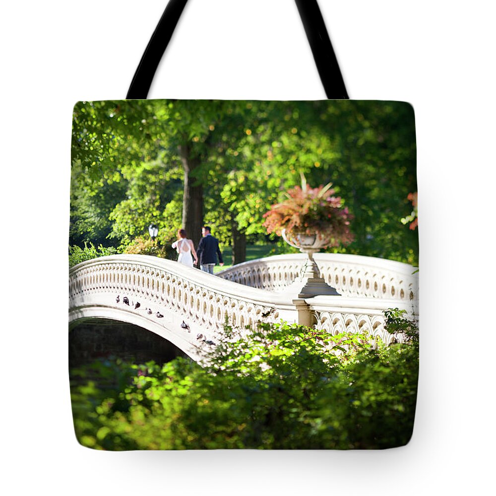 Estock Tote Bag featuring the digital art Bow Bridge At Central Park, Nyc by Massimo Ripani