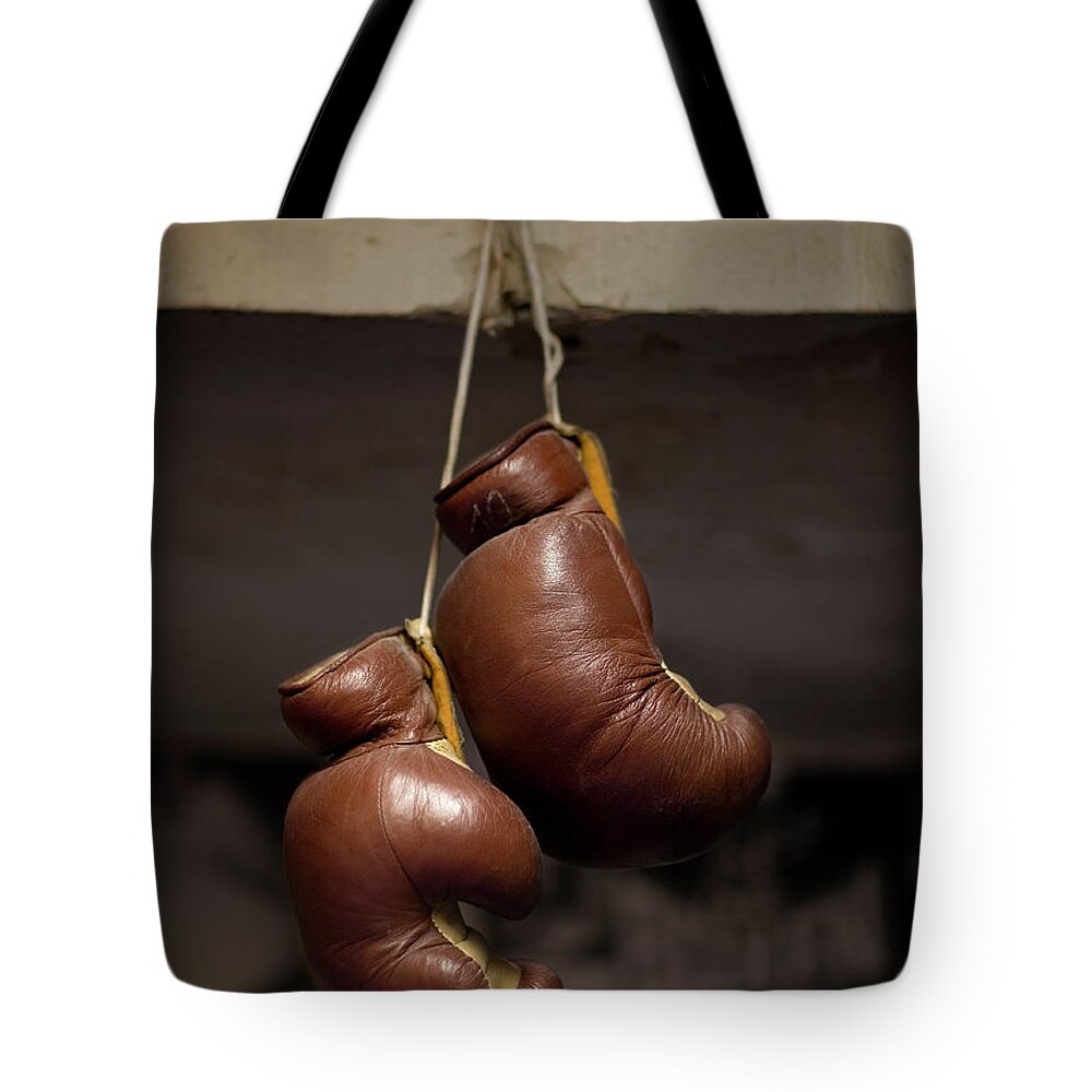 Boxing Gloves Hanging From Hook Tote Bag