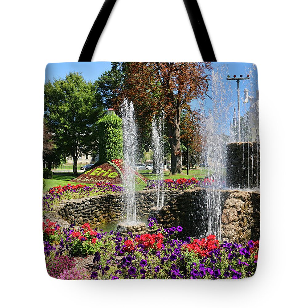 Boy Tote Bag featuring the photograph Boy and the Boot Statue Erie County Courthouse Sandusky Ohio 2065 by Jack Schultz