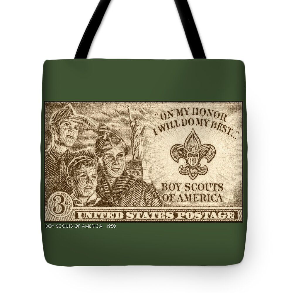 Post Office Tote Bag featuring the digital art Boy Scouts 1950 by Greg Joens