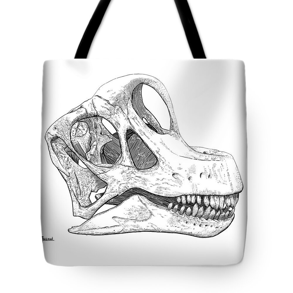 Brachiosaurus Tote Bag featuring the digital art Brachiosaurus Black and White by Rick Adleman