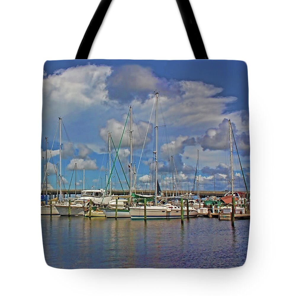 Downtown Bradenton Tote Bag featuring the photograph Bradenton Waterfront Marina by HH Photography of Florida