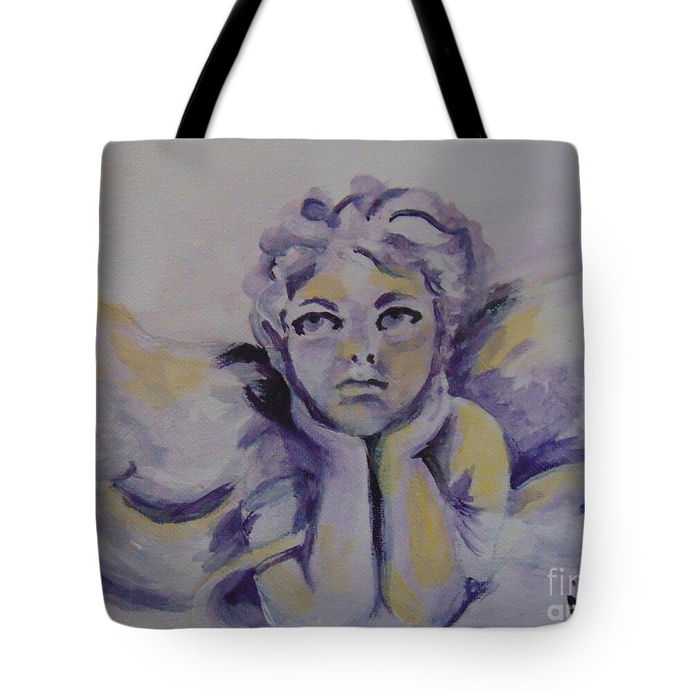 Angel Tote Bag featuring the painting Bradyn's Angel by Saundra Johnson