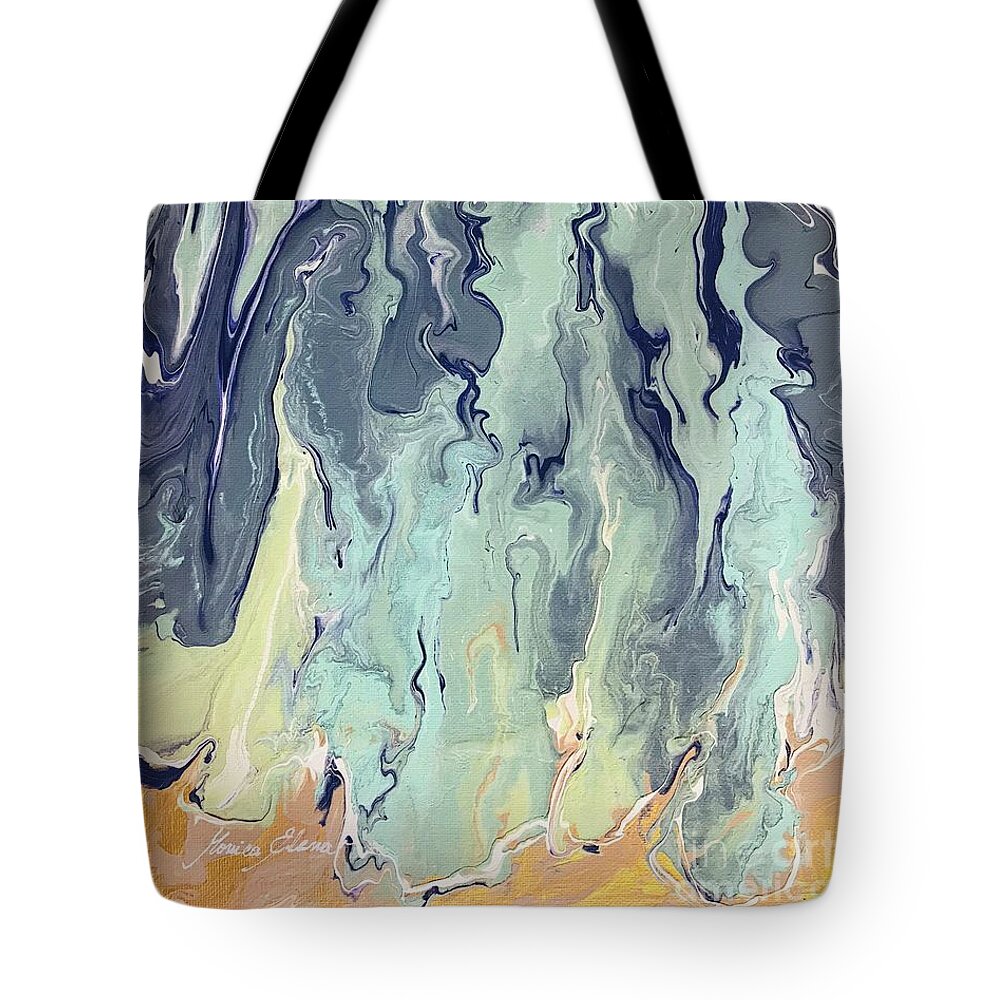 Ocean Tote Bag featuring the painting Breathe by Monica Elena