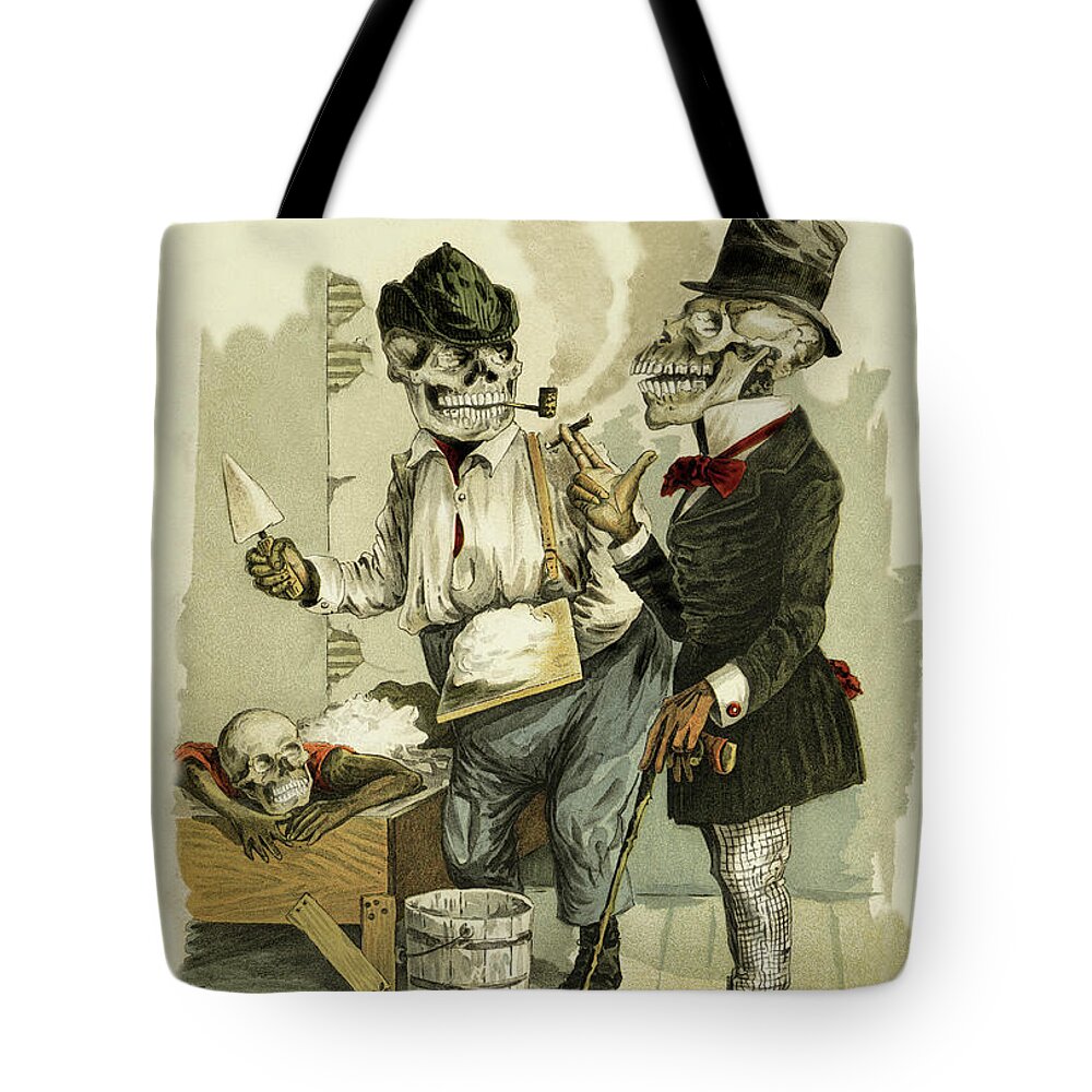 Bricklayer Tote Bag featuring the painting Bricklayer by F. Frusius M.D.