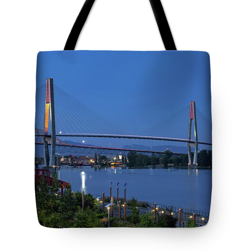 Alex Lyubar Tote Bag featuring the photograph Bridge and Promenade Quay by Alex Lyubar