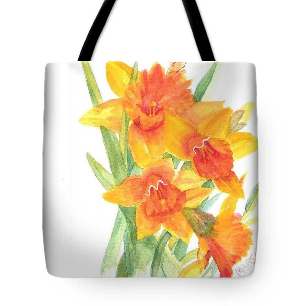 Flower Tote Bag featuring the painting Bright Lilies by Marsha Woods
