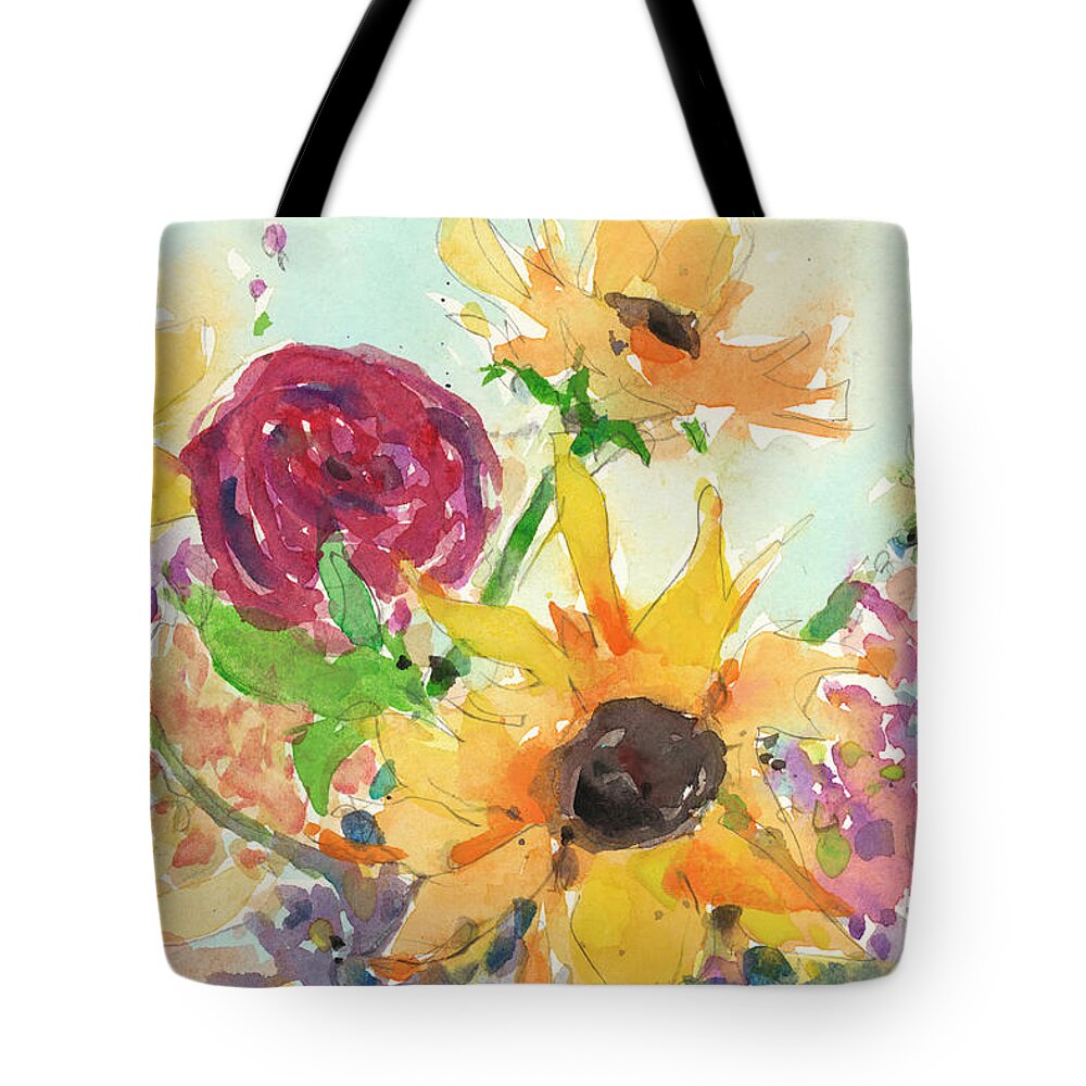 Botanical Tote Bag featuring the painting Bright Wild Flowers II by Samuel Dixon